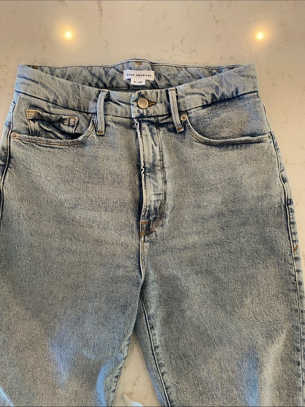 Good American Men's Light Blue Slim Straight Jeans